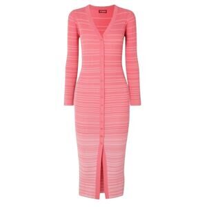 Staud Shoko Pink and White Striped Midi Sweater Dress Size Small